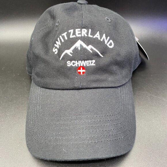 Ethos Switzerland Adjustable Cap Hat Black OS Tourist Souvenir Hat NWT - Picture 2 of 12